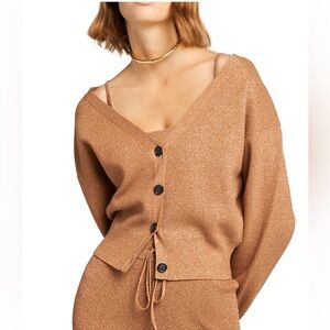 A.L.C. Peters Toffee Rose Gold Metallic Glitter Cardigan M